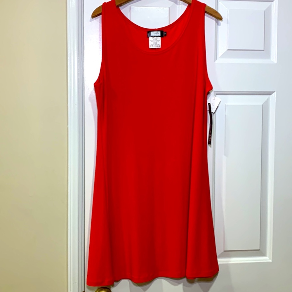 Red dress, never worn, with tags, size 16